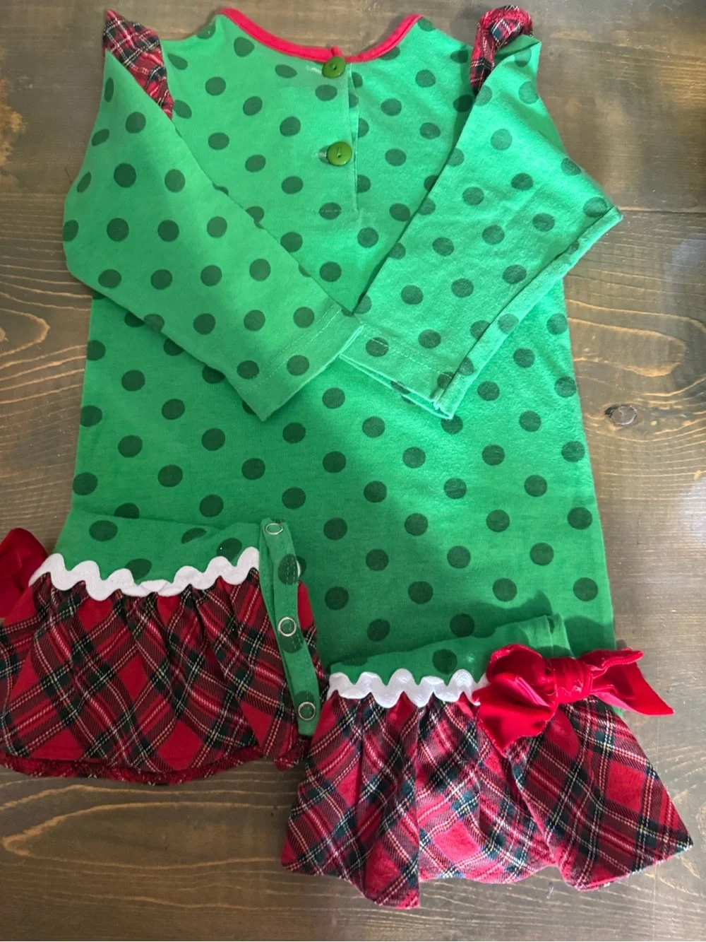 Ricrac and Ruffles Santa Romper size 18 M